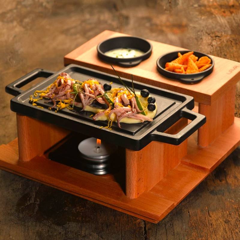 22X30 Cm Paderno Rectangular Tabletop Barbecue in Enameled Cast Iron