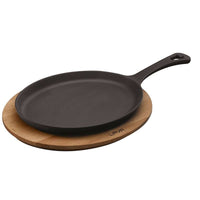 17 Cm Paderno Cast Iron Cookware Gusseisen-Teller mit Holzständer