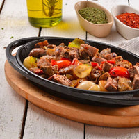 21X14 Cm Paderno Cast Iron Cookware Gusseisen-Teller mit Holzständer