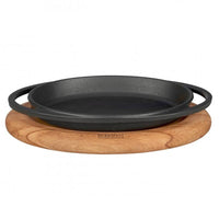 21X14 Cm Paderno Cast Iron Cookware Gusseisen-Teller mit Holzständer