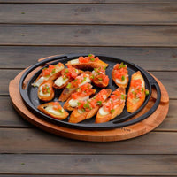 20 Cm Paderno Cast Iron Cookware Piatto In Ghisa Con Supporto In Legno