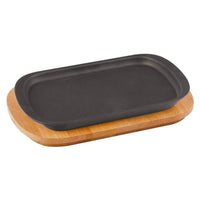 32X20 Cm Paderno Cast Iron Cookware Plato de Hierro Fundido con Soporte de Madera