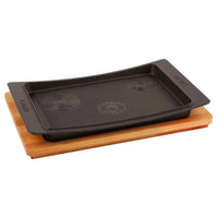 36X24 Cm Paderno Cast Iron Cookware Piatto In Ghisa Con Supporto In Legno