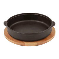 Paderno Ronde gietijzeren steelpan met houten standaard