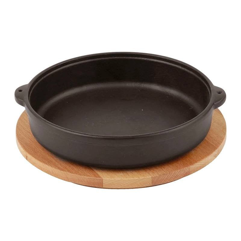 Paderno Ronde gietijzeren steelpan met houten standaard
