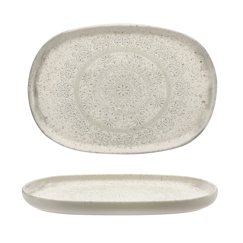 33 Cm Lace Plat ovale en grès Set de 4 pz