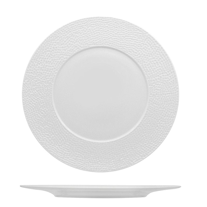 31 Cm Zen Tunisie Gehamerd Plat bord in porselein Set 6 stuks