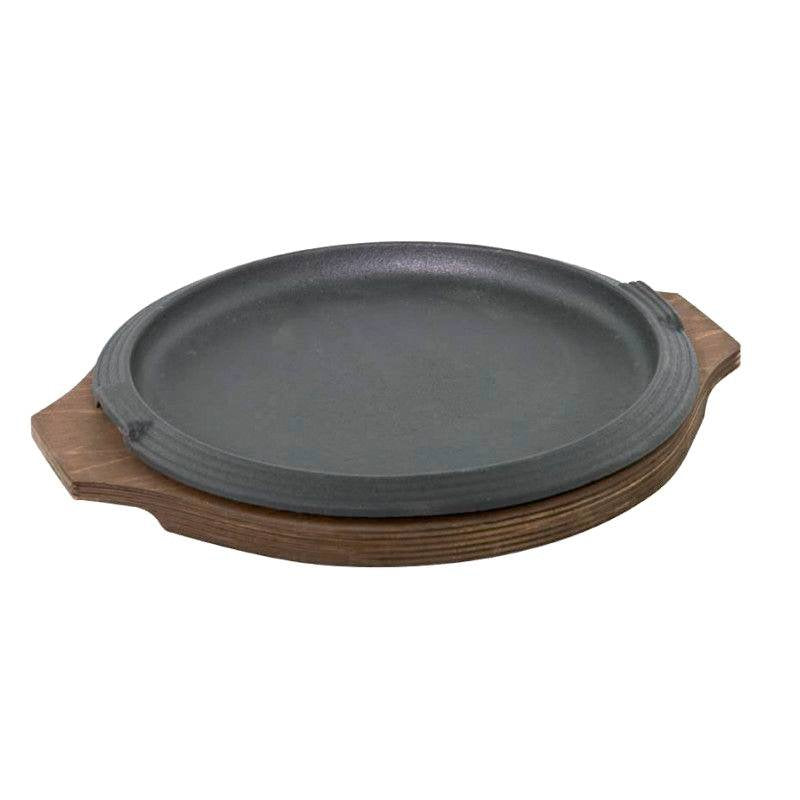 31 Cm Ilsa Plato de hierro fundido con soporte de madera