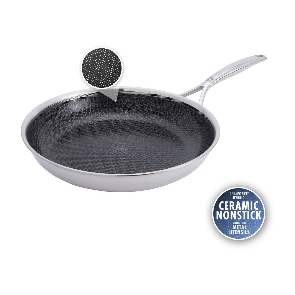 Zwilling Peak anti-aanbak ondiepe pan in roestvrij staal met Ceraforce Hycoat coating