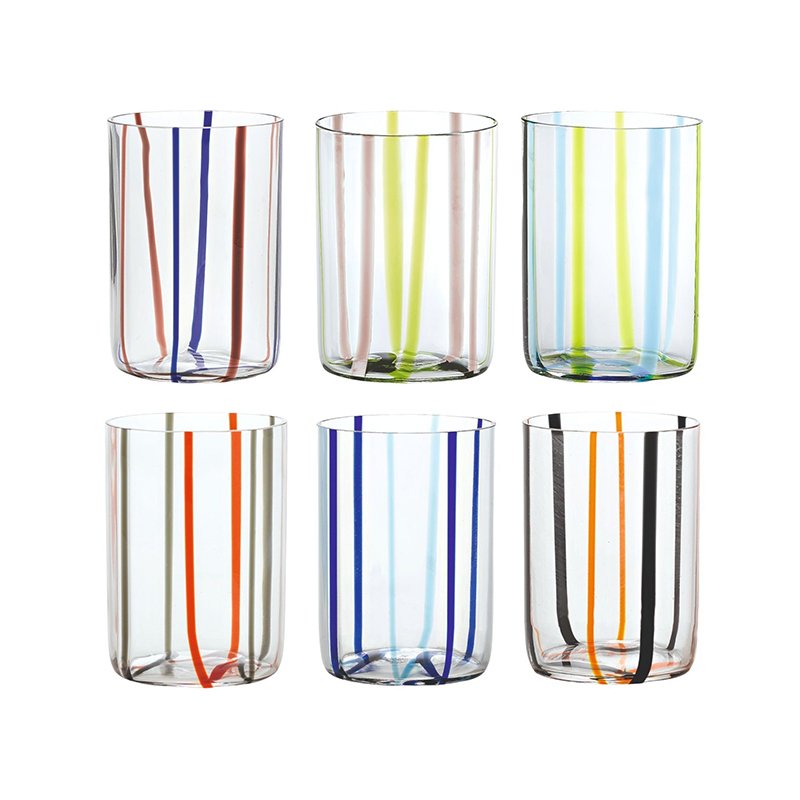 35 Cl Zafferano Tirache Bicchiere Acqua In Vetro Borosilicato Set 6 Pezzi