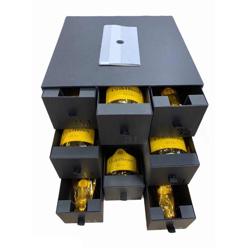 Cuvee Prestige Coffret vertical Franciacorta Docg Ca Del Bosco set de 9 bouteilles