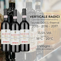 Radici Verticale Taurasi Docg Riserva 2015 2016 2017 Cantine Mastroberardino Set 3 Bouteilles