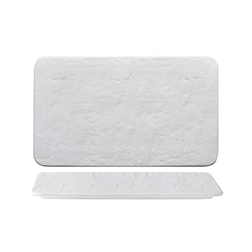 30X20 Cm Erosion Rectangular Serving Platter in Porcelain Set 3 Pcs