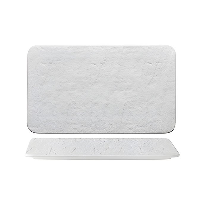30X20 Cm Erosion Rectangular Serving Platter in Porcelain Set 3 Pcs