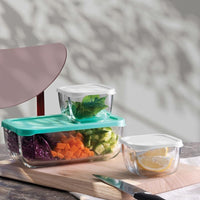 Pasabahce Combo Set Recipientes Herméticos para Alimentos En Vidrio Set 3 piezas