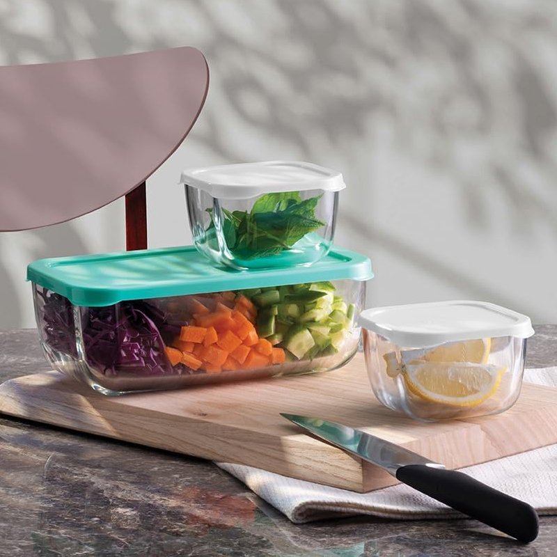 Pasabahce Combo Set Recipientes Herméticos para Alimentos En Vidrio Set 5 piezas