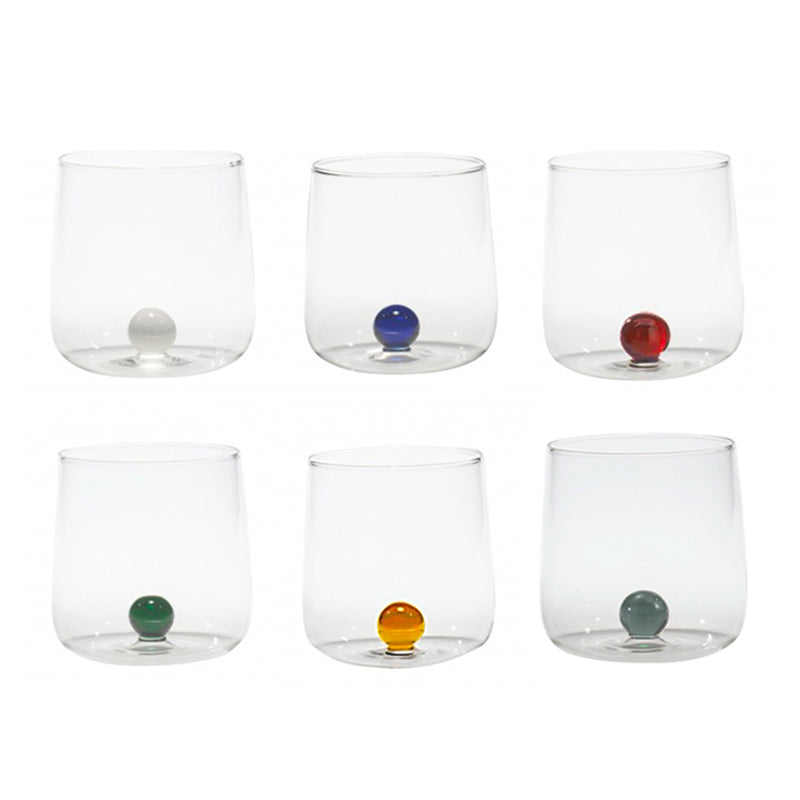 44 Cl Zafferano Bilia Gekleurd Bilia Waterglas in Borosilicaatglas - Set van 6 Stuks