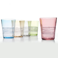 40 Cl Zafferano Filante Bicchiere Acqua Righe In Vetro Soffiato Set 6 Pezzi