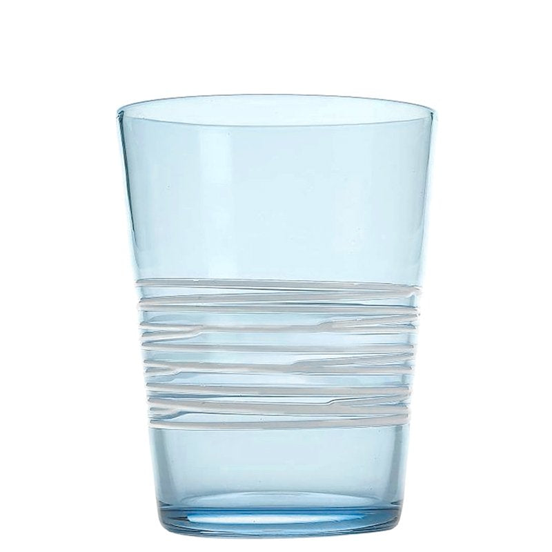 40 Cl Zafferano Filante Bicchiere Acqua Righe In Vetro Soffiato Set 6 Pezzi