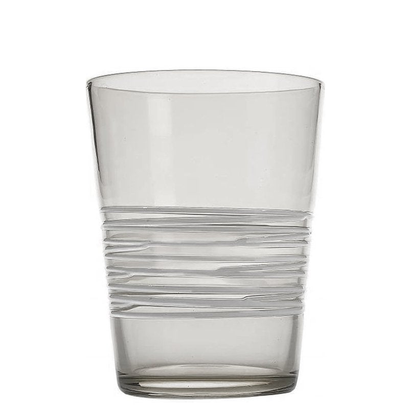 40 Cl Zafferano Filante Bicchiere Acqua Righe In Vetro Soffiato Set 6 Pezzi
