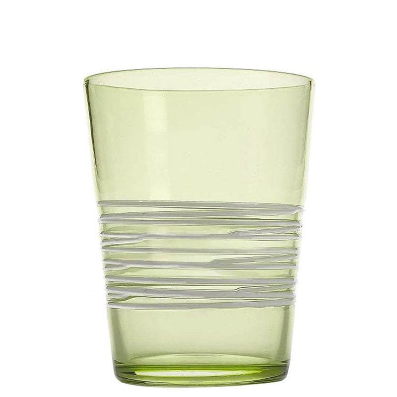 40 Cl Zafferano Filante Bicchiere Acqua Righe In Vetro Soffiato Set 6 Pezzi