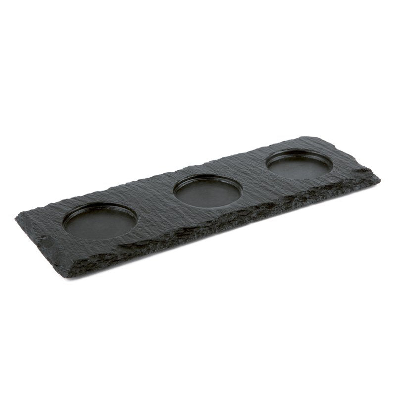 28X10 Cm Aps Piatto Vassoio 3 Scomparti In Ardesia