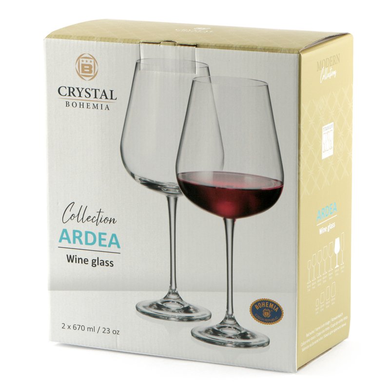 67 Cl Crystalex Bohemia Ardea Verre à Vin Rouge En Verre Set de 2 Pcs