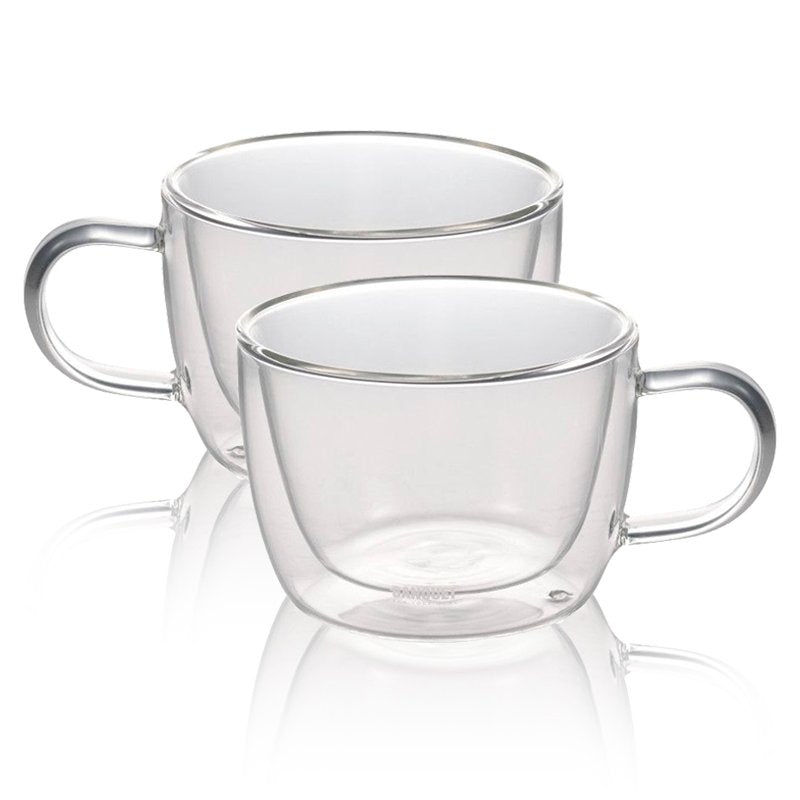 32 Cl Ilsa Tazza Cappuccino Doppia Parete In Vetro Borosilicato Set 2 Pezzi
