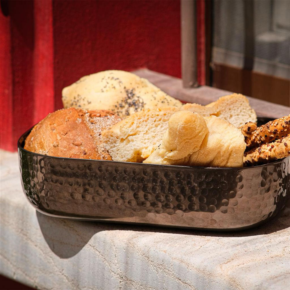 15.5x12 cm - Portofino broodmand van gehamerd aluminium