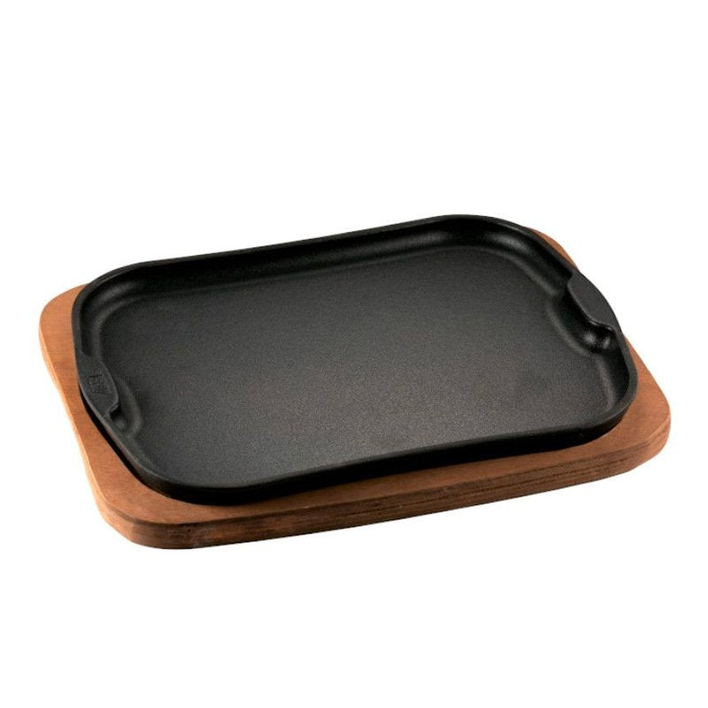 22X17 Cm Ilsa Gourmet Piatto In Ghisa Con Supporto In Legno
