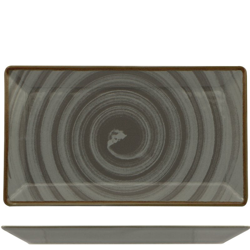 29X17 5 Cm Saturnia Vortex Plat de Service Rectangulaire en Porcelaine Set 6 Pcs