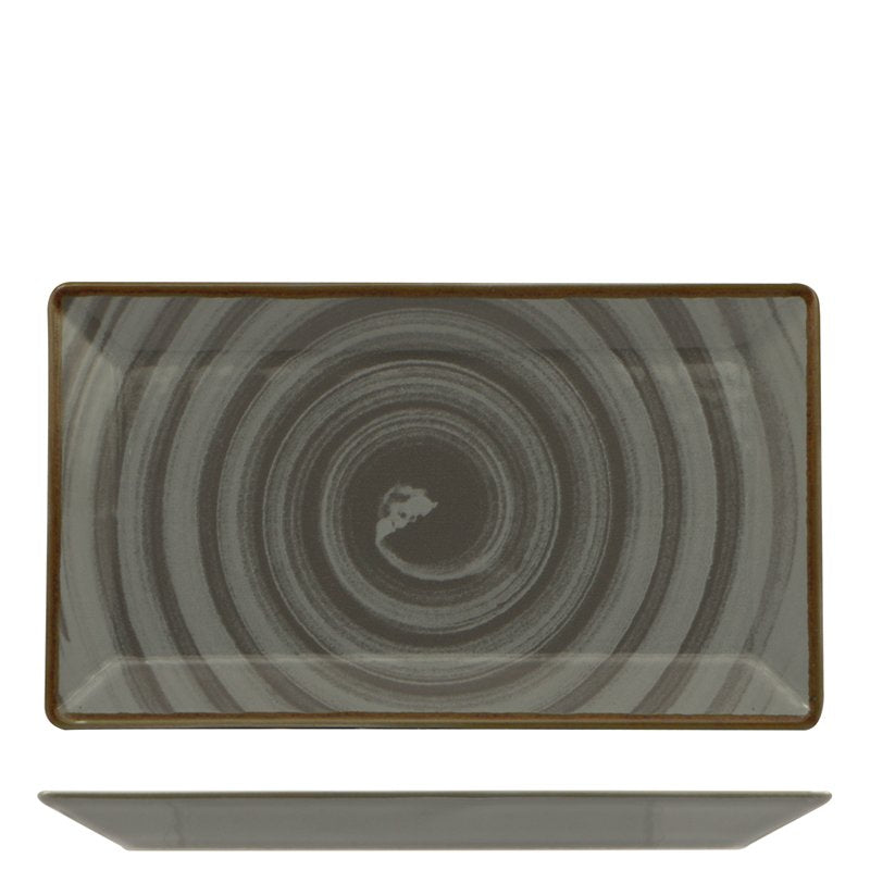 26X15 Cm Saturnia Vortex Rectangular Serving Tray In Porcelain Set 10 Pcs
