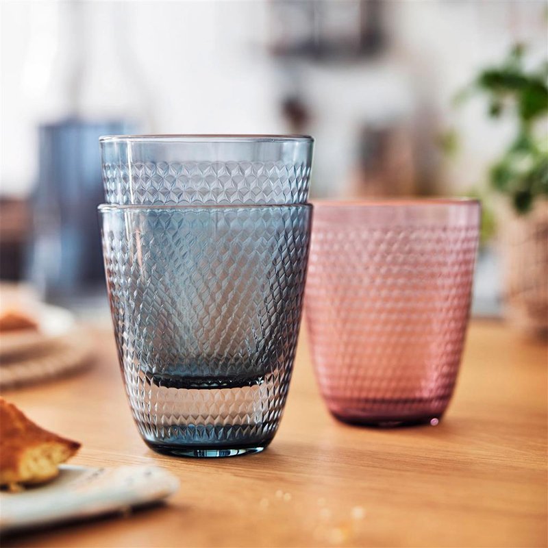 31 Cl Arcoroc Pampille Vaso de agua en relieve de vidrio Set de 6 piezas