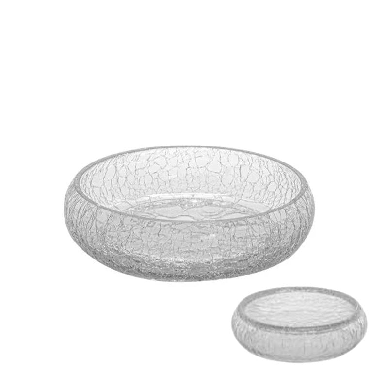 24 Cm Crackle Flat-Deep Presentation Plate In Glass Set 6 pcs
