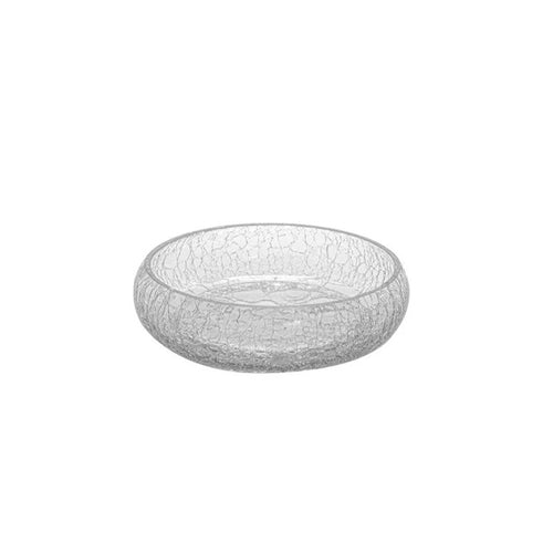 20 Cm Crackle Flat Deep Presentation Plate In Glass Set 4 Pcs