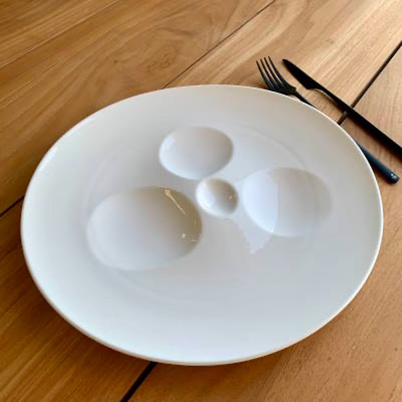 26X26 5 Cm Essentia Magnesium Moon Piatto Presentazione Irregolare In Porcellana Set 2 Pz