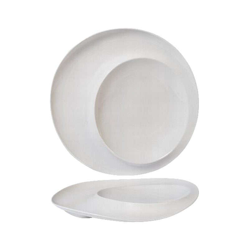 31 Cm Essentia Magnesium Eclipse Plato de Presentación Redondo en Porcelana Set 2 Pzs