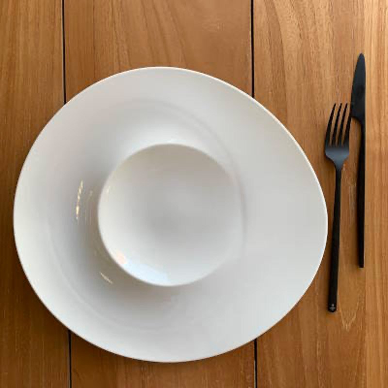 26 5 Cm Essentia Magnesium Orbit Round Presentation Plate In Porcelain Set 2 Pcs
