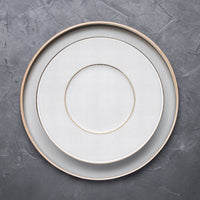 29 Cm Essentia Ligne D Or Flat Plate in Porcelain Set 6 Pcs