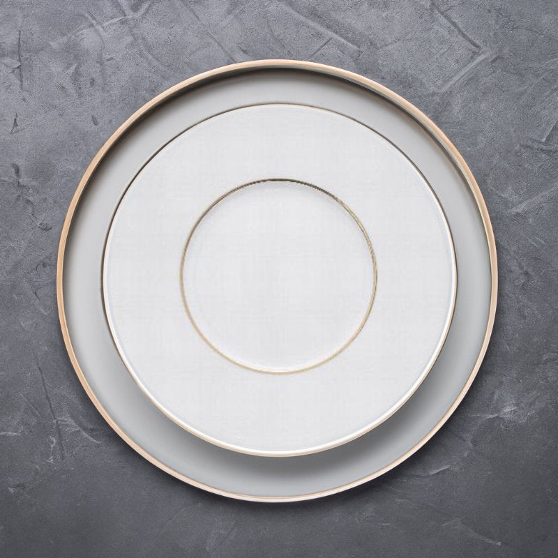 29 Cm Essentia Ligne D Or Flat Plate in Porcelain Set 6 Pcs