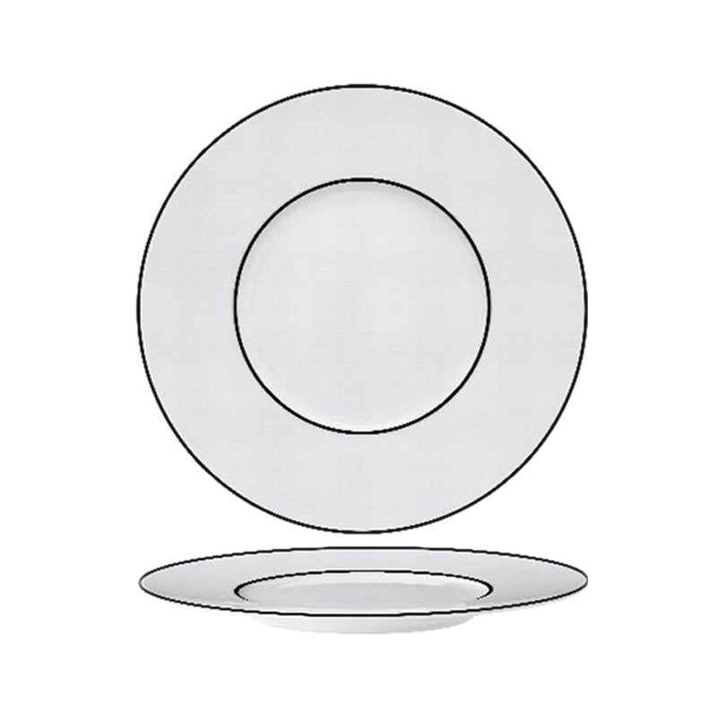 29 Cm Essentia Ligne Noir Assiette Plate en Porcelaine Set 6 Pcs