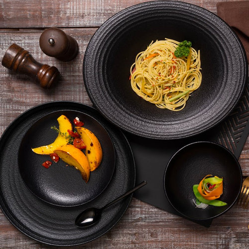 21 cm Ariane Black Dazzle deep porcelain plate set of 6