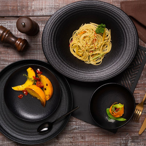 26 Cm Ariane Black Dazzle Deep Plate In Porcelain Set 6 Pcs