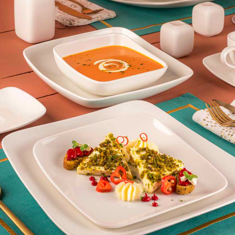 21x21 cm Ariane Vital Square deep porcelain plate set of 6