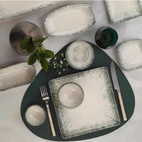 35X26 Cm Kutahya Porselen Oregon Rectangular Serving Tray Plate in Porcelain Set of 6 Pcs