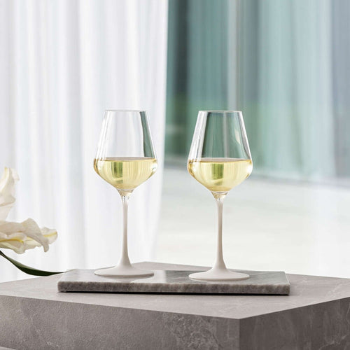 38 cl - Villeroy & Boch Manufacture Rock Blanc Calice Vino Bianco In Vetro Cristallino - Set 4 Pz