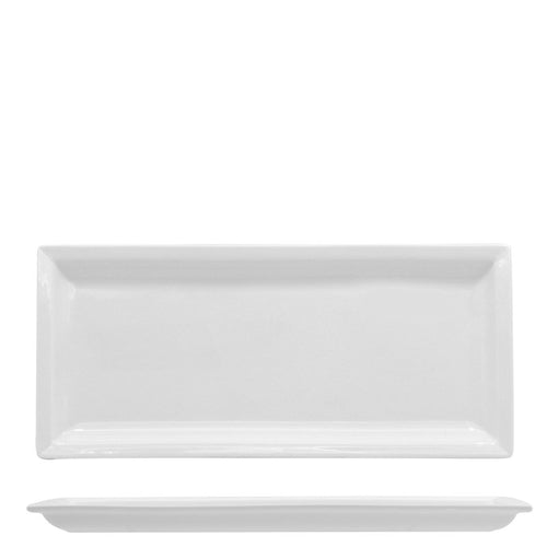 31X13 7 Cm Lioness Justwhite Rectangular Presentation Plate in Porcelain Set 4 Pcs