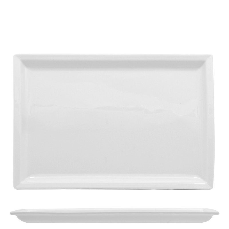31X22 Cm Lioness Justwhite Rectangular Serving Tray Plate in Porcelain Set of 3 Pcs