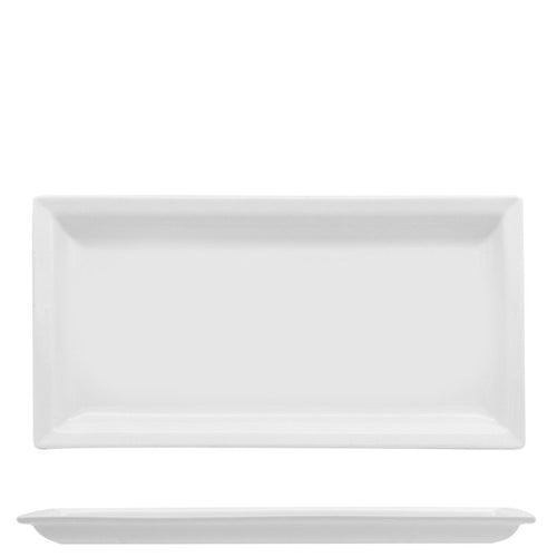 27X14 Cm Lioness Justwhite Rectangular Serving Tray In Porcelain Set 6 Pcs