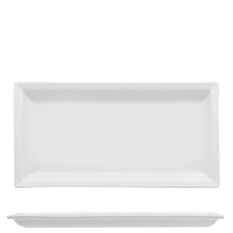 27X14 Cm Lioness Justwhite Bandeja de servicio rectangular en porcelana Set 6 Pzss